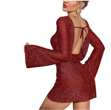 KATE Open Back Sequin Dress - Green, Size L (One Piece)