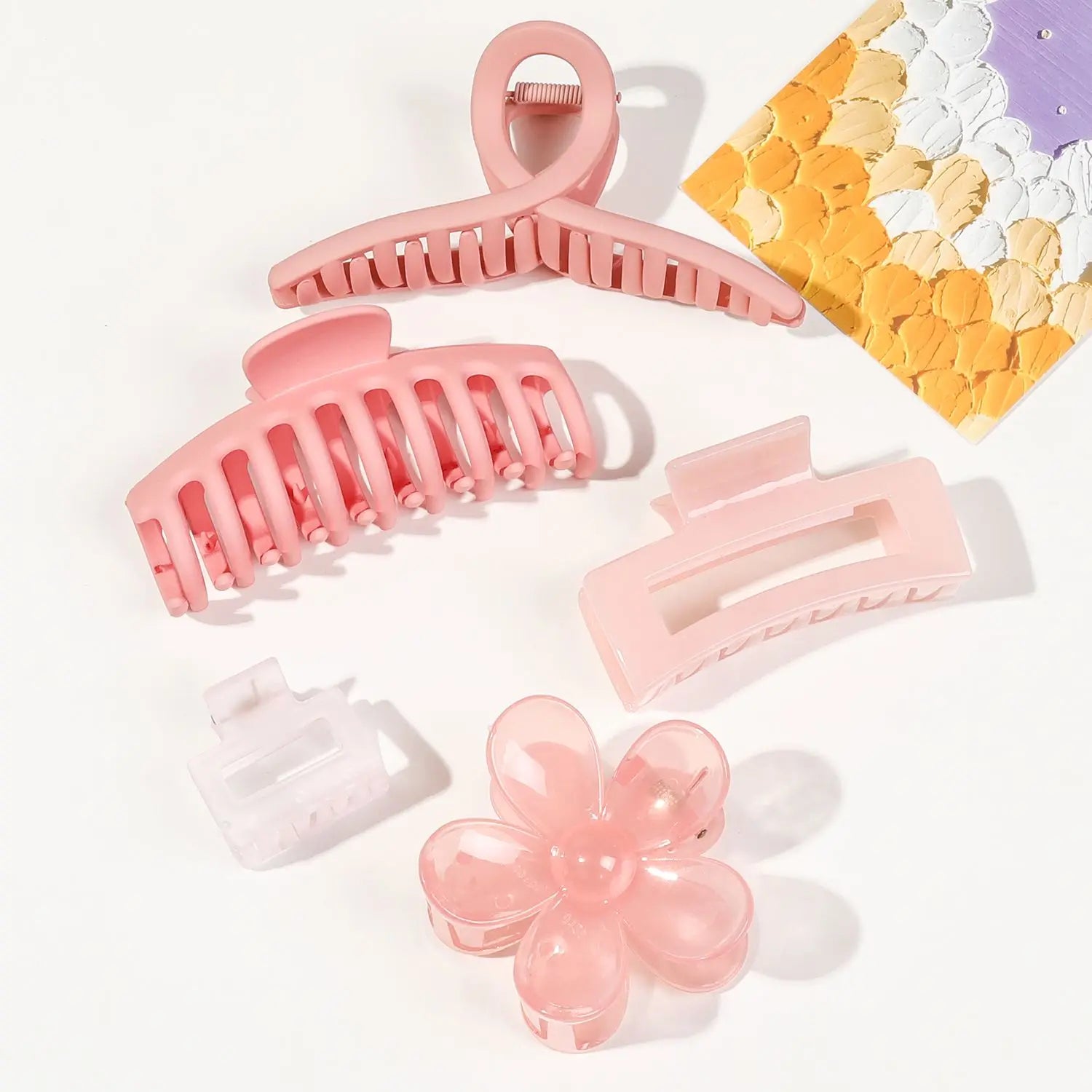 5 Pcs Mixed Colors and Shapes Big Hair Claw Clips for Women Girls Thin Thick Curly Hair, Strong Hold Jaw Clips.